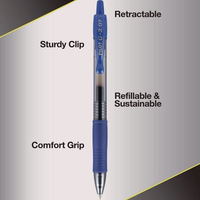 Pilot G2 Premium Retractable Gel Ink Pen, Refillable, .7 mm, Blue, 36 pk.