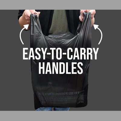 Black T-Shirt Carryout Bags, 11.5" x 6.5" x 22" 1000 ct.