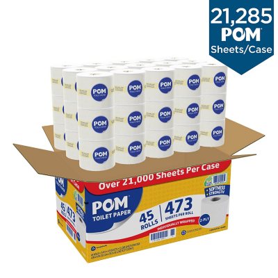 POM 2-Ply Toilet Paper 473 sheets/roll, 45 rolls