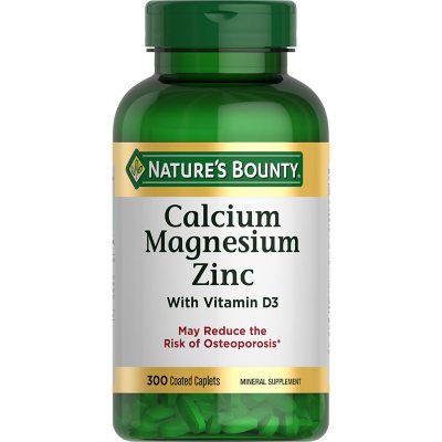 Nature's Bounty Calcium, Magnesium, Zinc Coated Caplets, 300 ct.