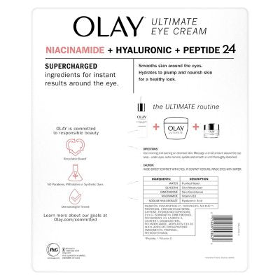 Olay Ultimate Niacinamide + Hyaluronic + Peptide Eye Cream, 0.5 oz., 2 pk.
