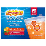 Emergen-C Dietary Supplement Drink Mix with Immune+ Triple Action Super Orange & Raspberry, 90 ct.