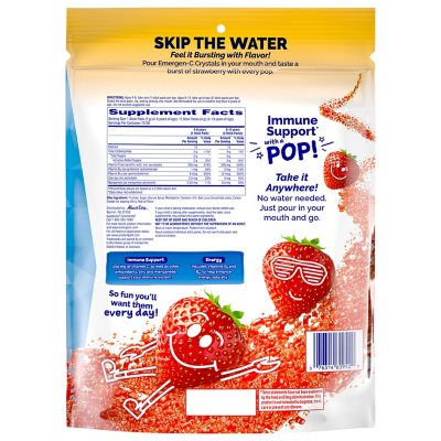 Emergen-C KIDZ Crystals On-The-Go 250 mg Vitamin C Immune Support, Strawberry 72 ct.