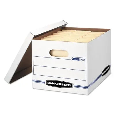 Bankers Box Archivbox mit Klappdeckel, Weiß/Blau, Letter/Legal, 12er-Karton