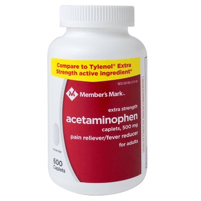 Member's Mark Extra Strength Acetaminophen Caplets, 500 mg, 1200 ct.