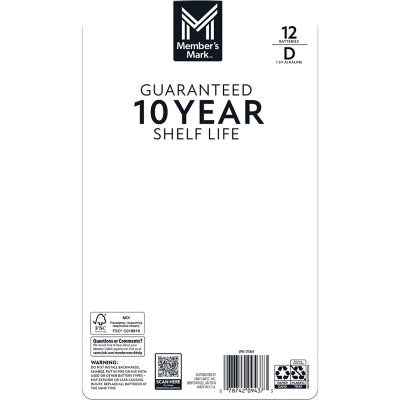 Member's Mark D Alkaline Batteries, 12 pk.