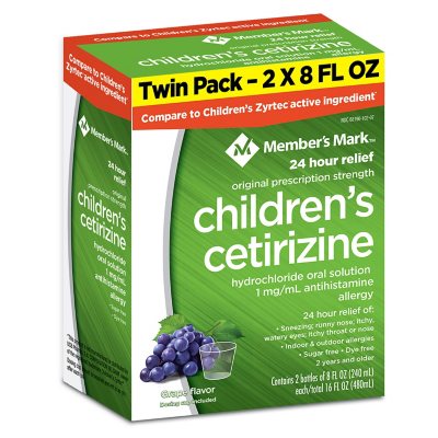 Member's Mark Children's Cetirizine Allergy Relief Oral Solution, Sugar-Free Grape Flavor