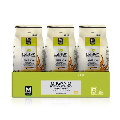 Member's Mark Organic Whole Bean Coffee, Breakfast Blend, 40 oz.