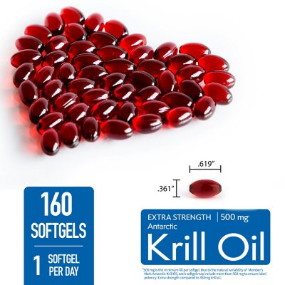 Member's Mark Extra-Strength Antarctic Pure Omega-3 Krill Oil, 500 mg, 160 ct.