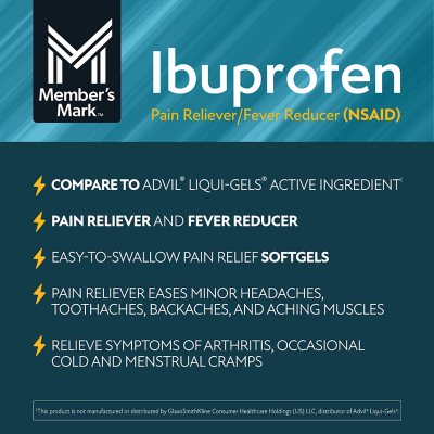 Member's Mark Ibuprofen Softgels, 200 mg, 400 ct.