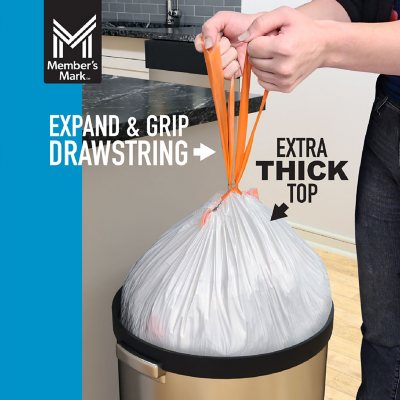 Member's Mark Power Flex Tall Kitchen Drawstring Trash Bags Unscented 13 gal., 200 ct.