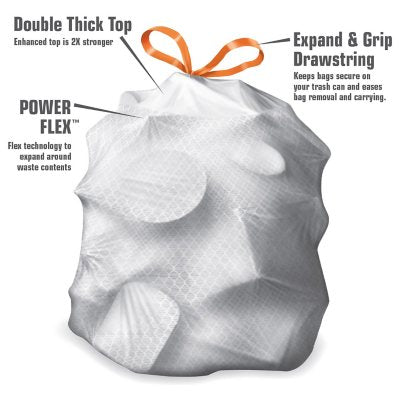 Member's Mark Power Flex Tall Kitchen Drawstring Trash Bags Unscented 13 gal., 200 ct.