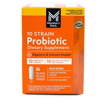 Member's Mark 10-Strain Probiotic Digestive Care Supplement Capsules, 84 ct.