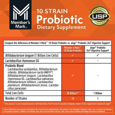 Member's Mark 10-Strain Probiotic Digestive Care Supplement Capsules, 84 ct.