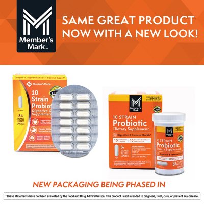 Member's Mark 10-Strain Probiotic Digestive Care Supplement Capsules, 84 ct.