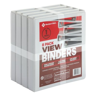 Member's Mark 1" Round-Ring View Binder, White, 8 pk.