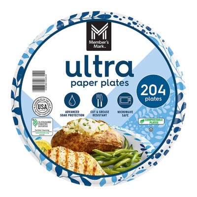 Member's Mark Ultra Dinner Paper Plates, 10", 204 ct.