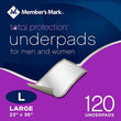 Member's Mark Total Protection Underpads Large, 120 ct.