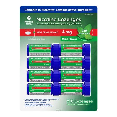 Member's Mark Nicotine Lozenge 4mg, Mint Flavor, 27 ct., 8pk.