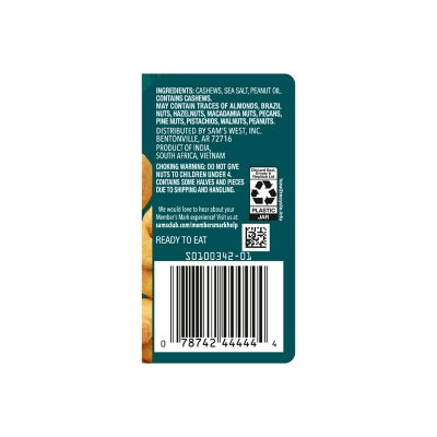 Member's Mark Roasted Whole Cashews with Sea Salt, 33 oz.