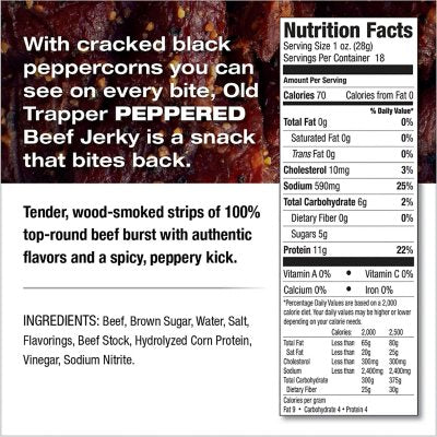 Old Trapper Peppered Beef Jerky, 18 oz.