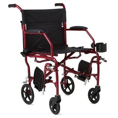 Ultra Lightweight Transport Wheelchair, Burgundy