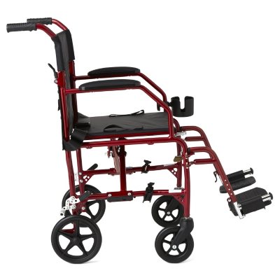 Ultra Lightweight Transport Wheelchair, Burgundy