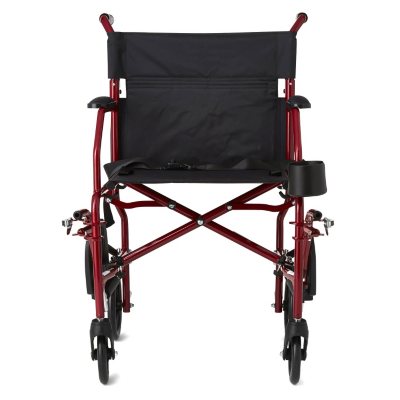 Ultra Lightweight Transport Wheelchair, Burgundy