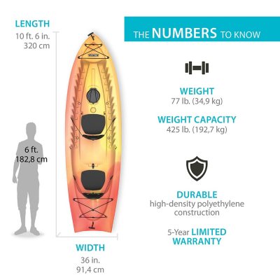 Lifetime Envoy 106 Tandem Kayak, Paddles Included, Choose Color