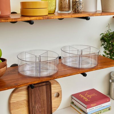 iDesign Set of 2 Clear Divided Lazy Susan Turntables, 11.5" L x 11.5" W x 4.3" H