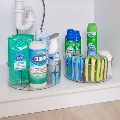 iDesign Set of 2 Clear Divided Lazy Susan Turntables, 11.5" L x 11.5" W x 4.3" H