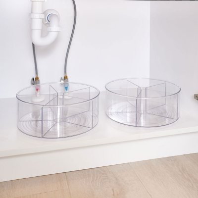 iDesign Set of 2 Clear Divided Lazy Susan Turntables, 11.5" L x 11.5" W x 4.3" H