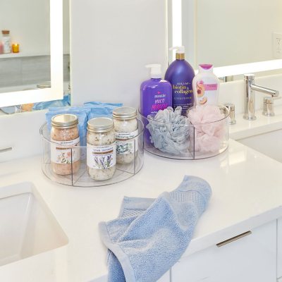 iDesign Set of 2 Clear Divided Lazy Susan Turntables, 11.5" L x 11.5" W x 4.3" H