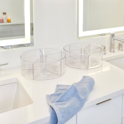 iDesign Set of 2 Clear Divided Lazy Susan Turntables, 11.5" L x 11.5" W x 4.3" H