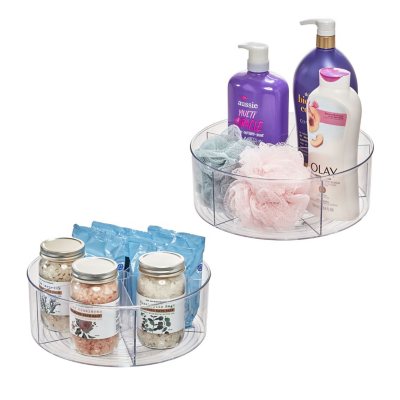 iDesign Set of 2 Clear Divided Lazy Susan Turntables, 11.5" L x 11.5" W x 4.3" H