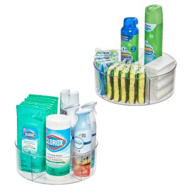 iDesign Set of 2 Clear Divided Lazy Susan Turntables, 11.5" L x 11.5" W x 4.3" H