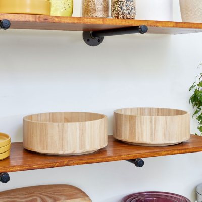 iDesign Set of 2 Natural Paulownia Wood Tall Turntable Organizers, 11" x 4" x 11Ã¢ÂÂ