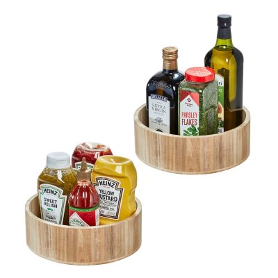 iDesign Set of 2 Natural Paulownia Wood Tall Turntable Organizers, 11" x 4" x 11Ã¢ÂÂ