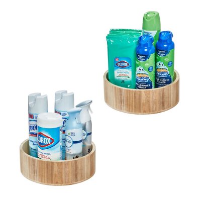 iDesign Set of 2 Natural Paulownia Wood Tall Turntable Organizers, 11" x 4" x 11Ã¢ÂÂ