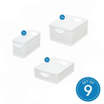 iDesign 9-Piece Recycled White Stacking Kitchen and Pantry Storage Set