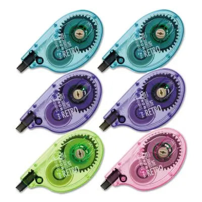 TombowÂ® MONO Original Correction Tape, Asst RetroColor Applicators, 1/6" x 394", 6pk.