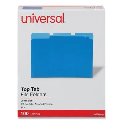 Universal-Aktenordner, 1/3-Schnitt einlagige Oberlasche, Letter, 100/Box, verschiedene Farben