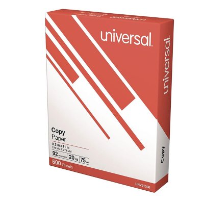 Universal Copy Paper, 20 lb, 92 Bright, 8.5 x 11Ã¢ÂÂ, 5 Reams Half-Case
