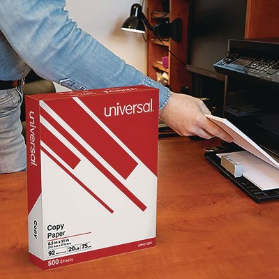 Universal Copy Paper, 20 lb, 92 Bright, 8.5 x 11”, 5 Reams Half-Case