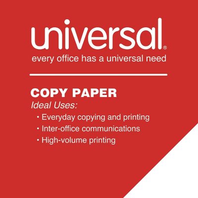 Universal Copy Paper, 20 lb, 92 Bright, 8.5 x 11Ã¢ÂÂ, 5 Reams Half-Case