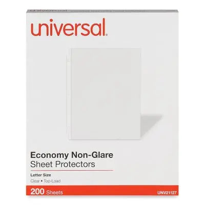 UniversalÂ® Top-Load Poly Sheet Protectors, Nonglare, Economy, Letter, 200/Box