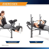 Marcy Diamond Elite Standard Weight Bench, Butterfly Attachment & Leg Developer