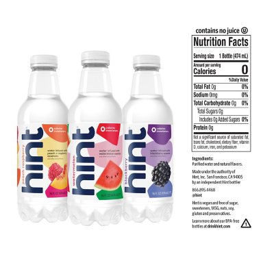 Hint Flavored Water Variety Pack 16 fl. oz., 18 pk.