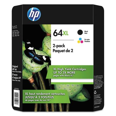 HP 64XL High Yield Original Inkjet Cartridge, Black/Tri-Color, 2 Pack