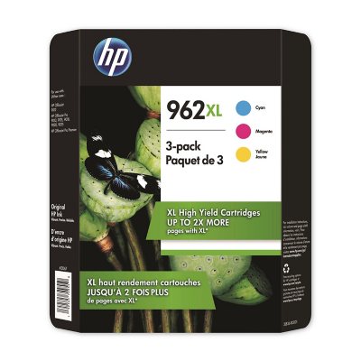 خرطوشة حبر أصلية HP 962XL عالية الإنتاجية بثلاث عبوات سماوي/أرجواني/أصفر